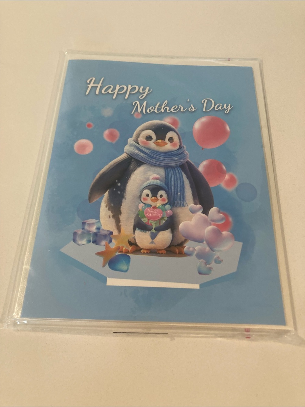 Mother's Day Penguin Greeting Card - Blue